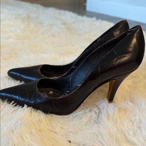 Michael Kors Black Croc-Embossed Heels